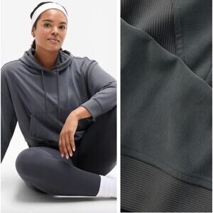 Athleta Seasoft Rib Hoodie Dark Rinse Slate Gray sz 2X Athleisure Pilates Lounge